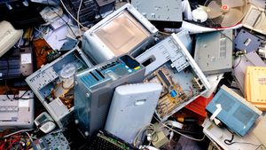 pile of discarded electronic devices pile of discarded electronic devices