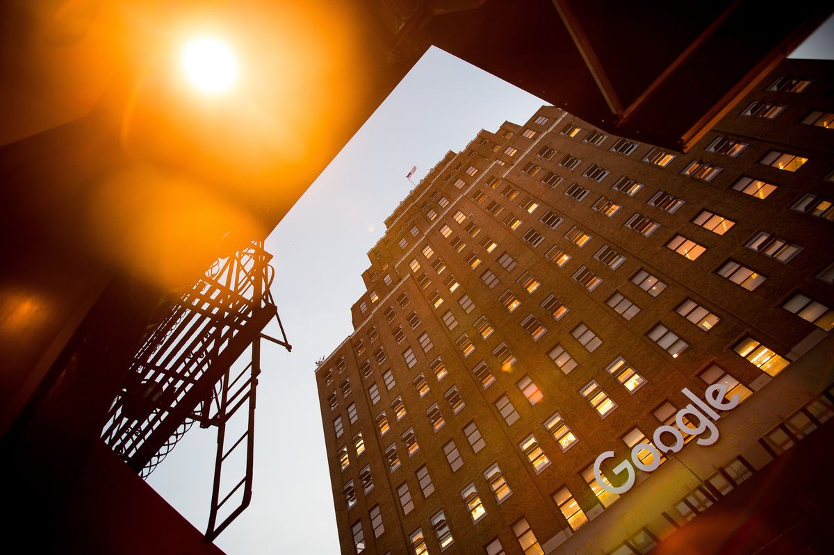 Signage is displayed at the Google Inc. offices in New York, U.S. Photographer: Michael Nagle/Bloomberg