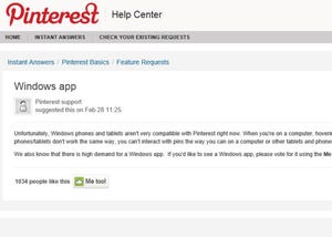 Would you Like an Official Pinterest App for Windows Phone and Windows 8? Tell Them.