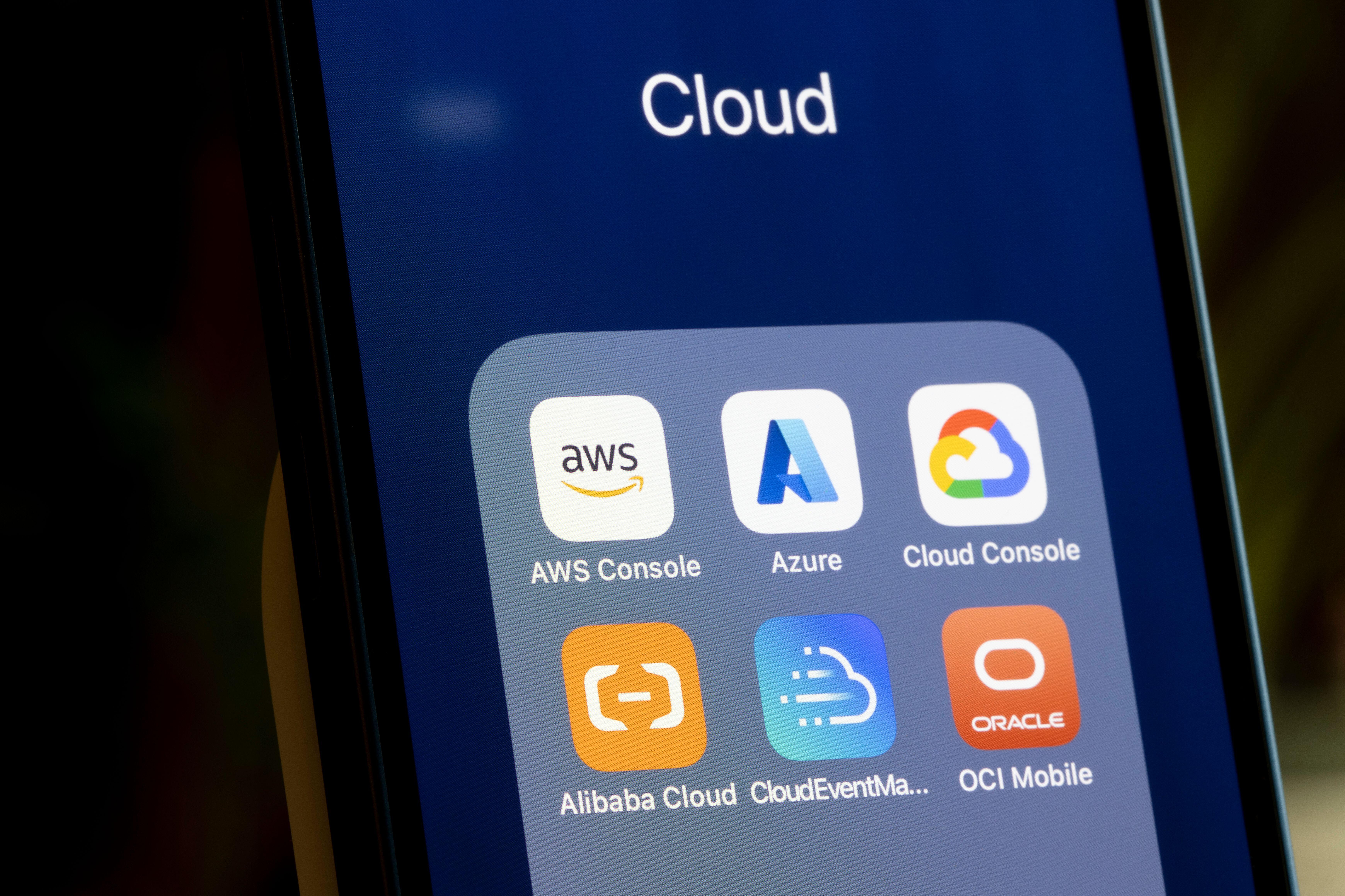 cloud choices on smartphone screen