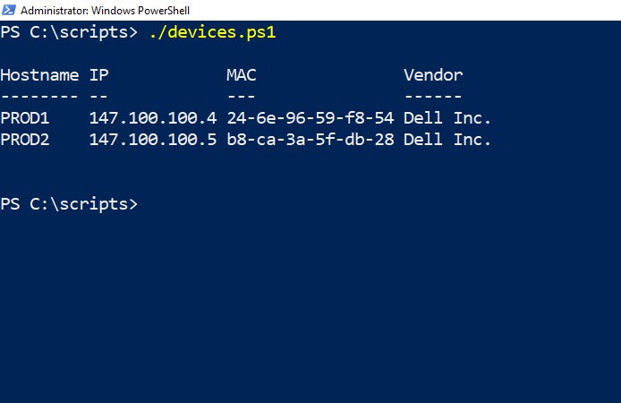 Use PowerShell To Scan Network for Connected Devices