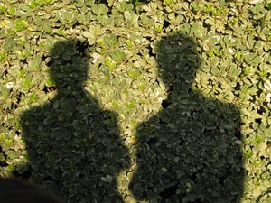 shadows of two people talking