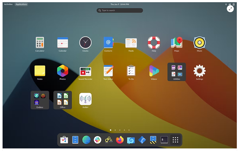 Endless OS user interface Endless OS user interface