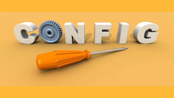 config spelled out with a gear and a screwdriver config spelled out with a gear and a screwdriver