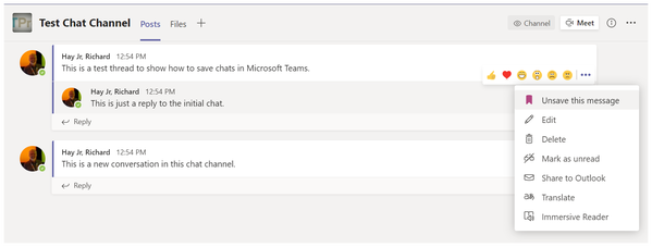 Save Microsoft Teams Chat Item