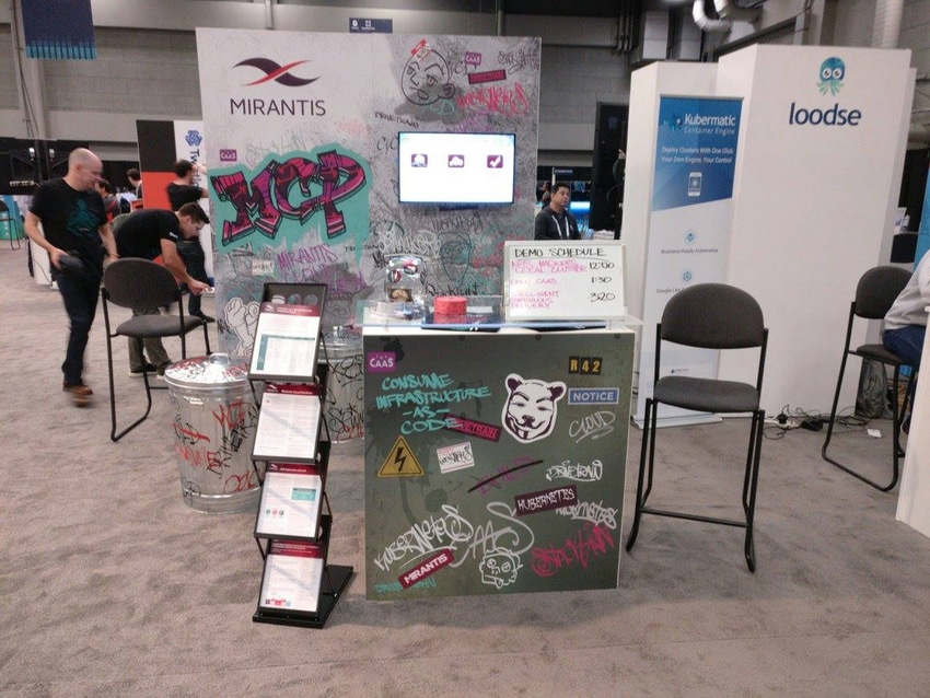 A Mirantis booth at a conference in Austin in 2017