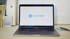 logo for snowflake on an open laptop screen