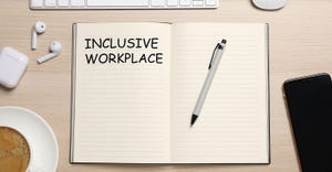 "inclusive workplace" written on a notebook