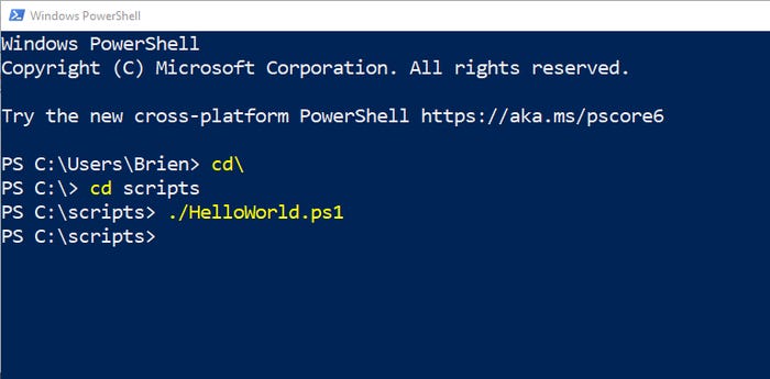 Screenshot of a PowerShell session
