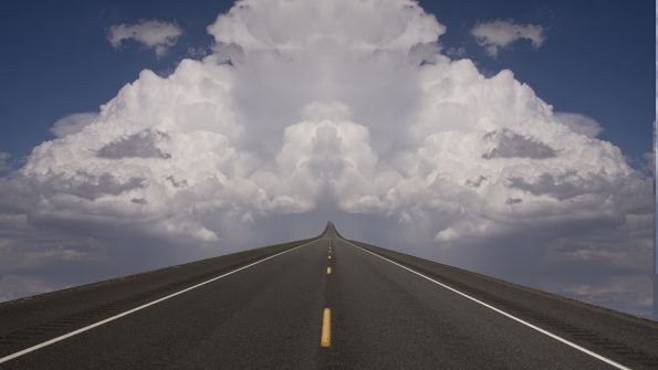 Highway leading into the clouds