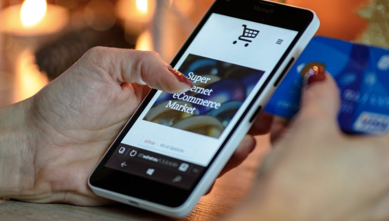 Person making online purchase