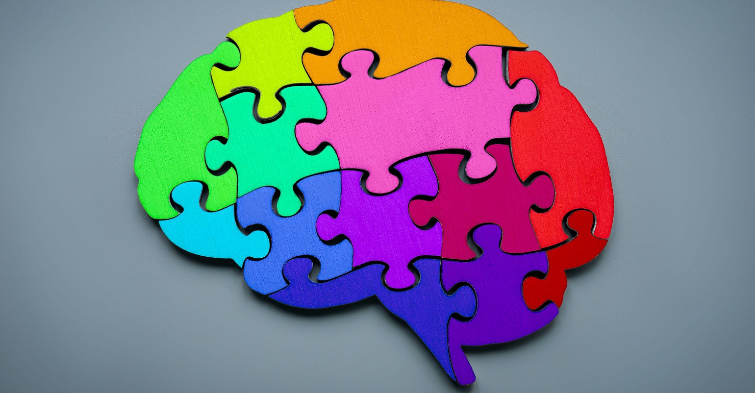 brain made of colorful puzzle pieces