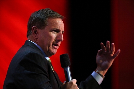 Oracle Co-CEO Mark Hurd speaking at Oracle Open World in September 2013 in San Francisco. Hurd was then the company's president.