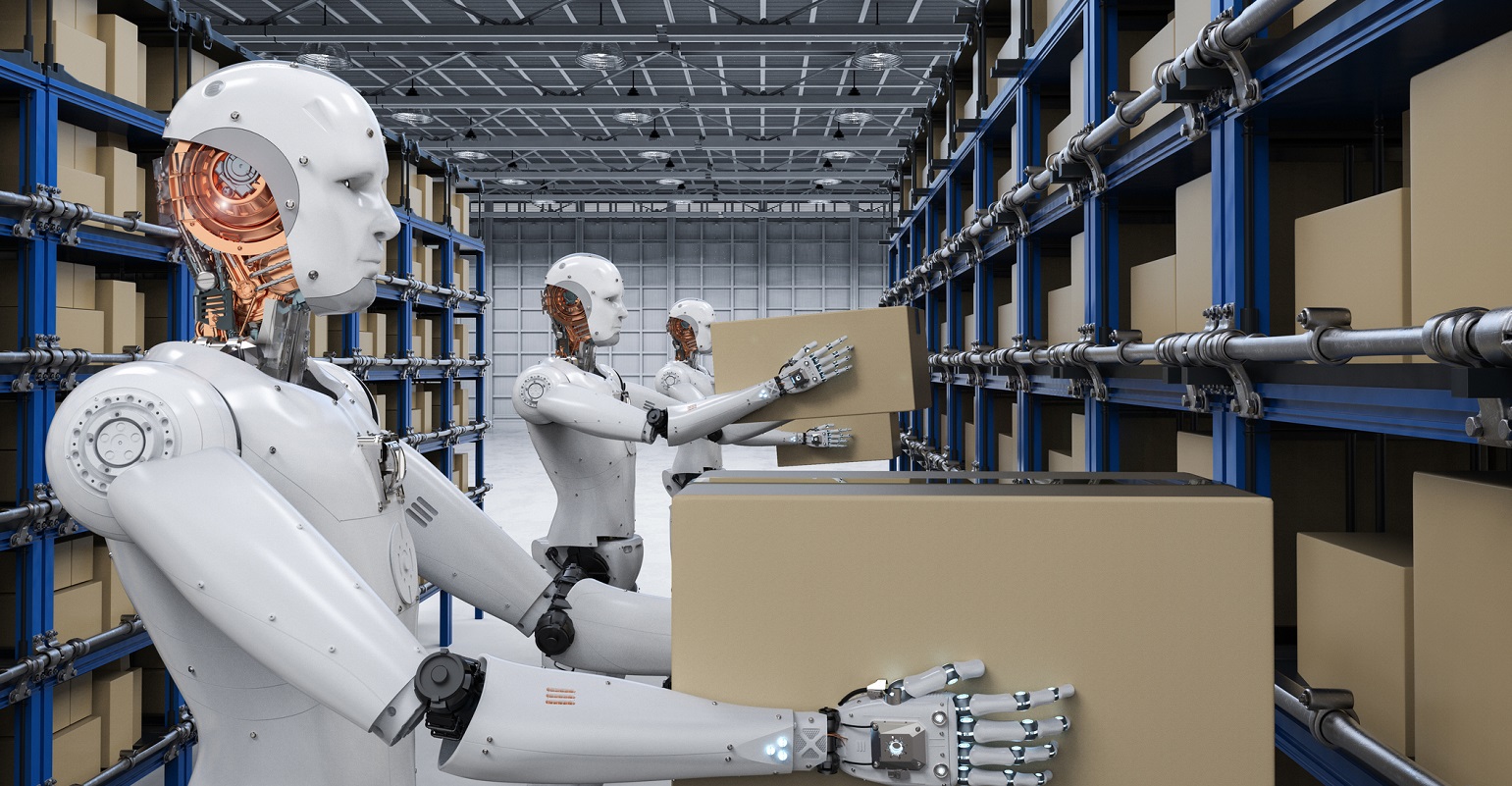 robots carrying boxes