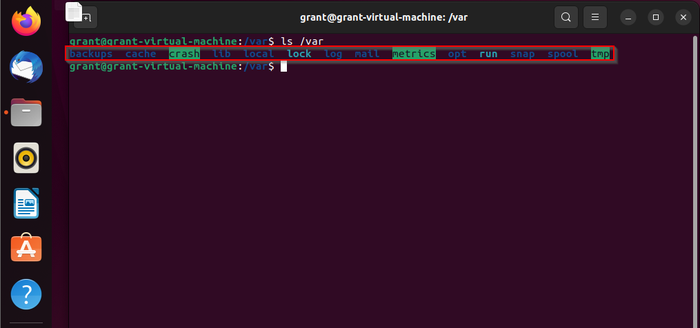 shows the contents of the /var directory. shows the contents of the /var directory.