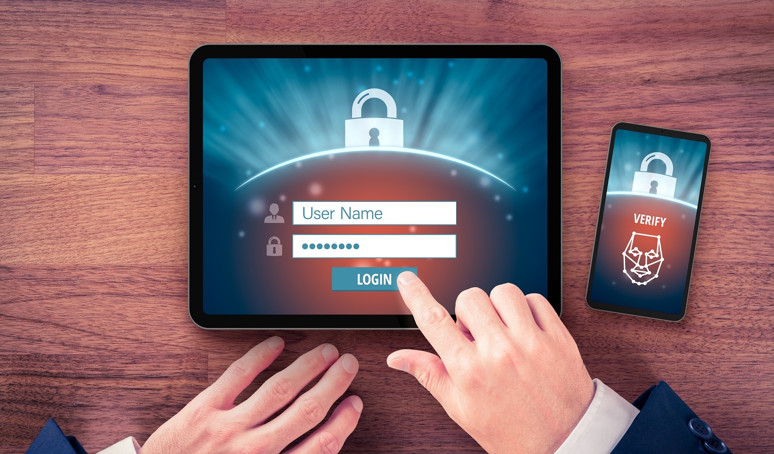 Two-factor authentication (2FA) and face identification cybersecurity concept