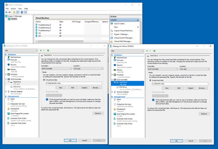Showing that the two virtual machine copies are stored in separate paths