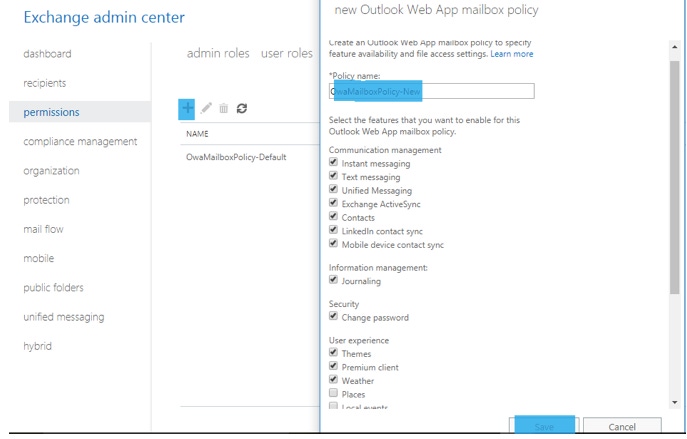 How to Configure an Outlook Web App Policies in Office 365