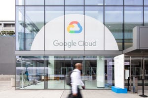 An outdoor sign at Google Next 2019 advertises the conference