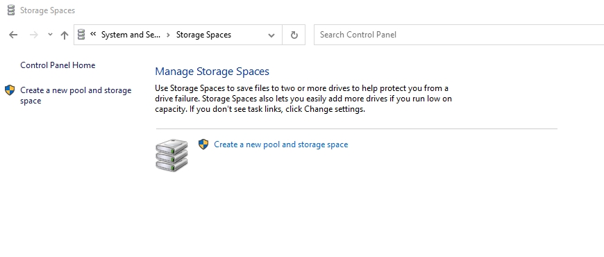 Screenshot shows disk has been removed from the storage pool