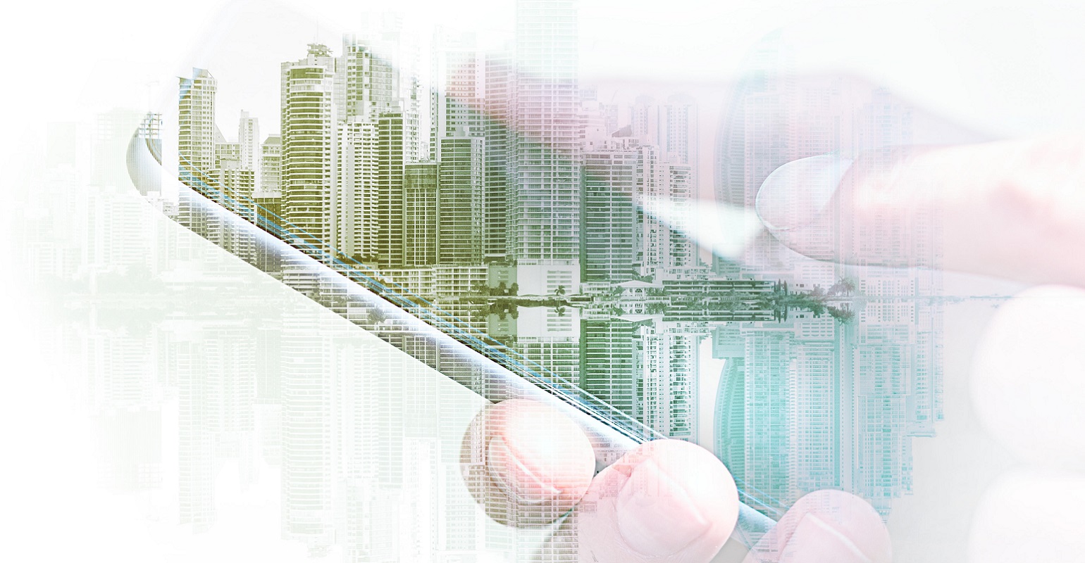 image of a city on a smartphone screen