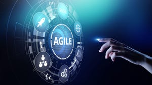 Agile development methodology concept on virtual screen Agile development methodology concept on virtual screen