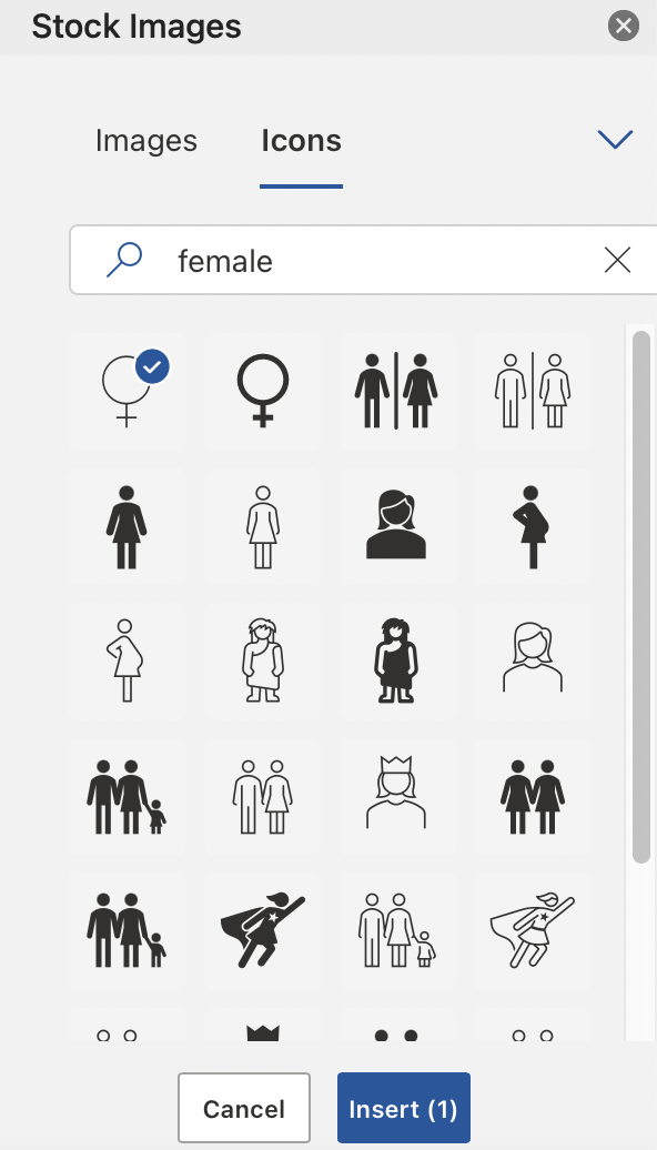 You can also find the female symbol in Microsoft Word’s Icons library.