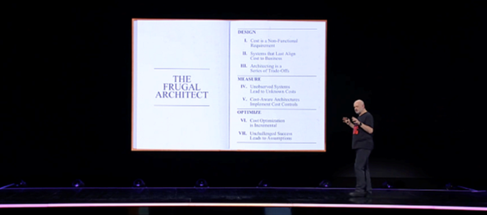 Werner Vogels describing Frugal Architect at AWS re:Invent 2023
