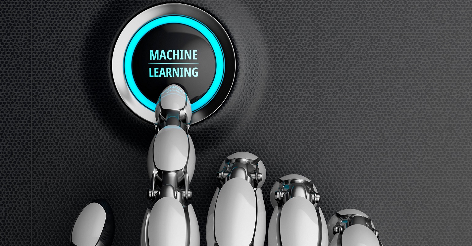 robot pressing a Machine Learning button