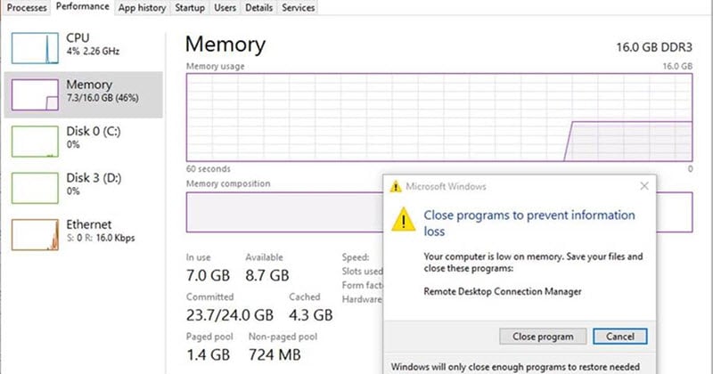 How to solve Windows 10 low memory errors