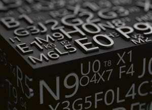 3D illustration of numbers and letters in black