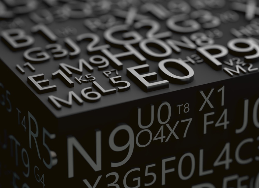 3D illustration of numbers and letters in black 3D illustration of numbers and letters in black