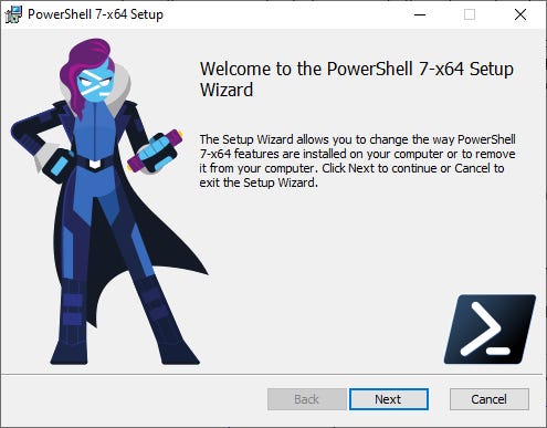 Screenshot of PowerShell 7-x64 Setup window