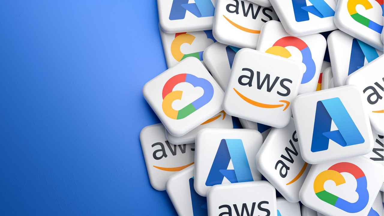 Azure, AWS and Google Cloud logos on tiles Azure, AWS and Google Cloud logos on tiles