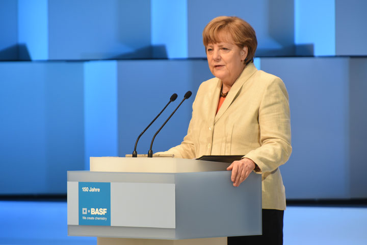 Angela Merkel among guests at chemical giant BASF’s 150th anniversary bash