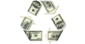 dollars in chasing arrow recycling configuration