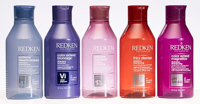 L'Oréal's Redken bottles in various colors