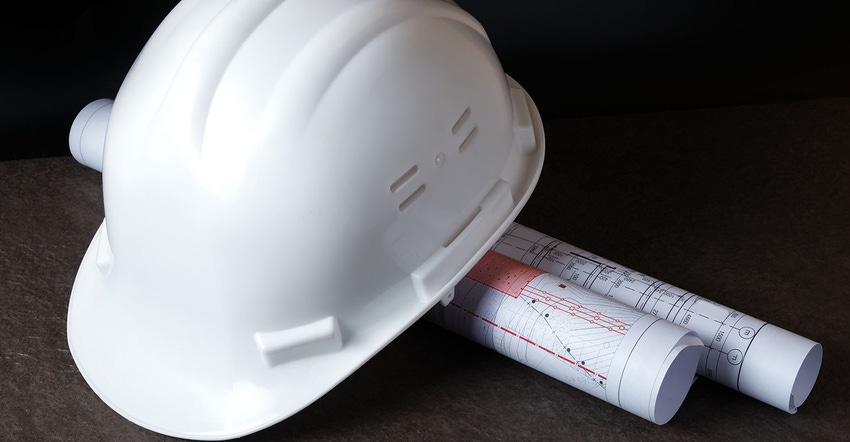 hardhat and construction plans