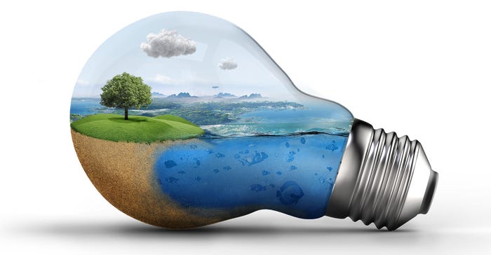 landscape within a light bulb