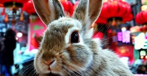 rabbit with Chinatown background