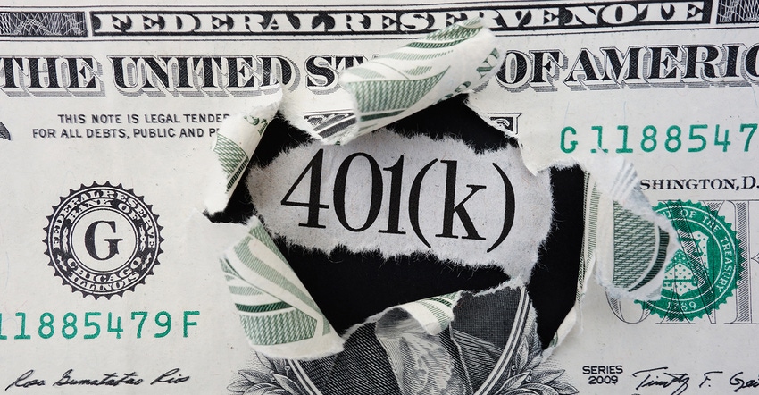 401(k) and dollar bill