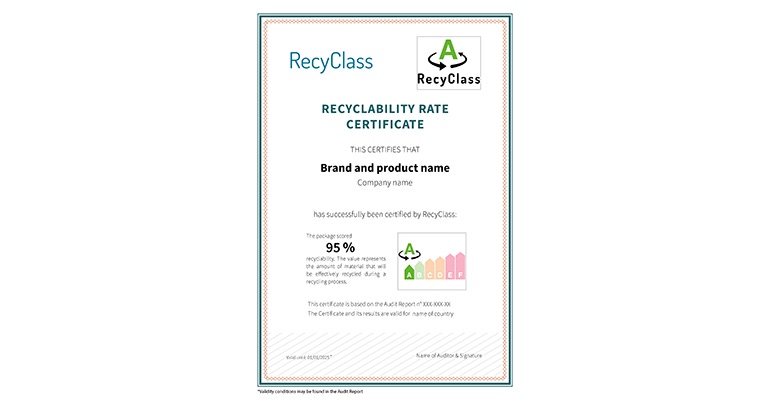 recyclability rate certificate