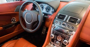 car interior with carbon-fiber surfaces
