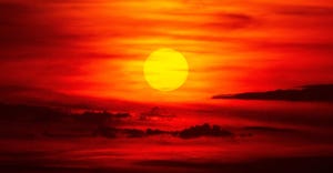 sunset with blazing red sun