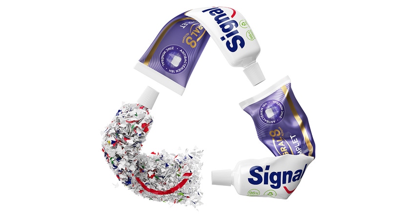 toothpaste tubes form recycling symbol