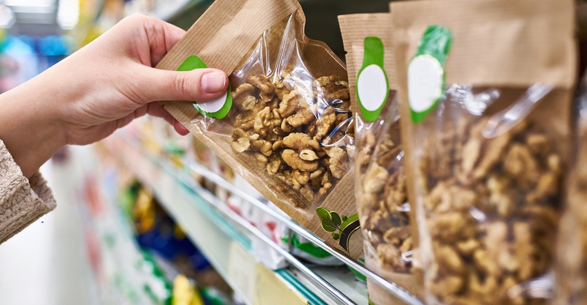 walnuts in flexible packaging