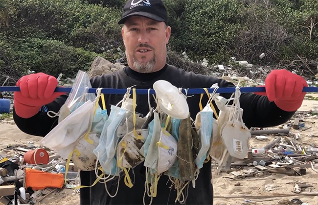 disposable face masks found in ocean