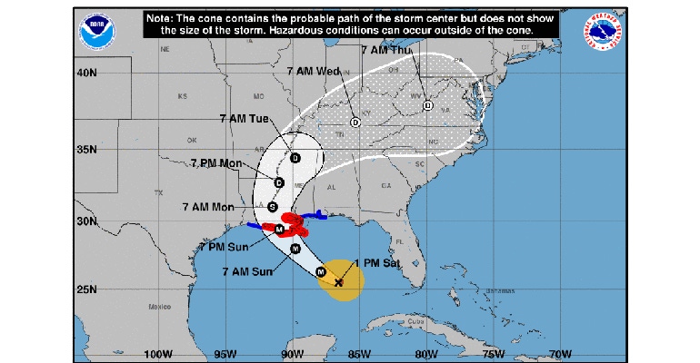 Projected path of Hurricane Ida