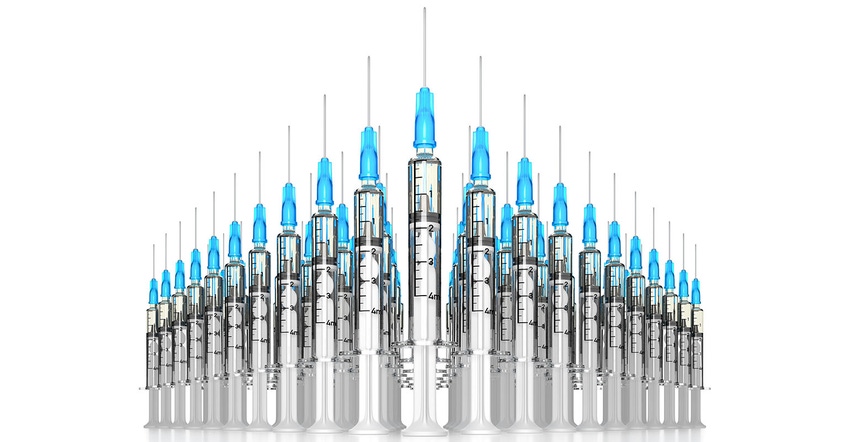 array of COVID syringes