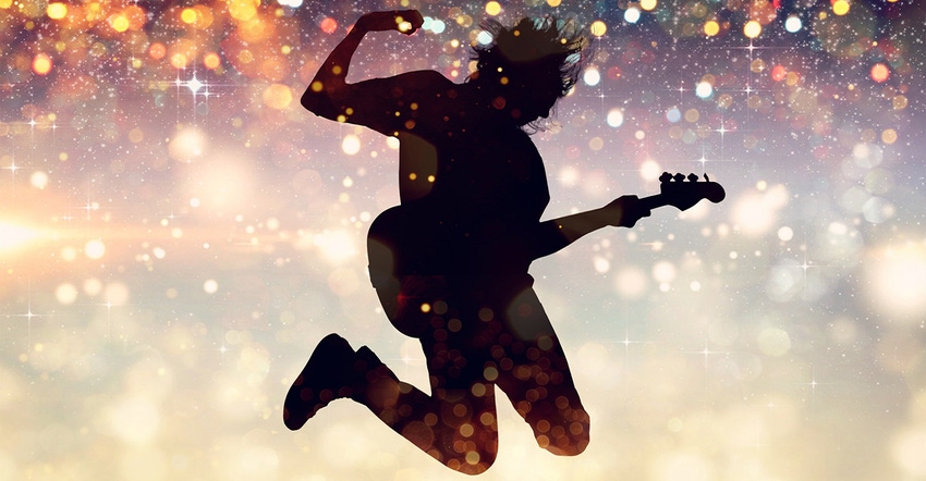 guitarist jumping in air